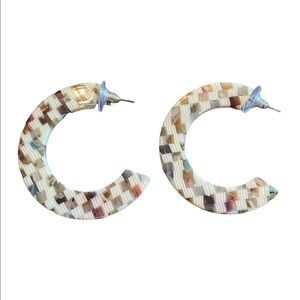 Retro Style Fall Colored Plaid Cuff Hoop Earrings